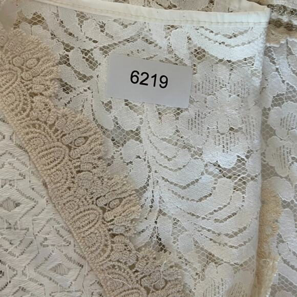 Via Veneto Midi Dress Women's Vintage Ivory Lace V-neck Flare Sleeves Boho Fairy - Picture 9 of 12